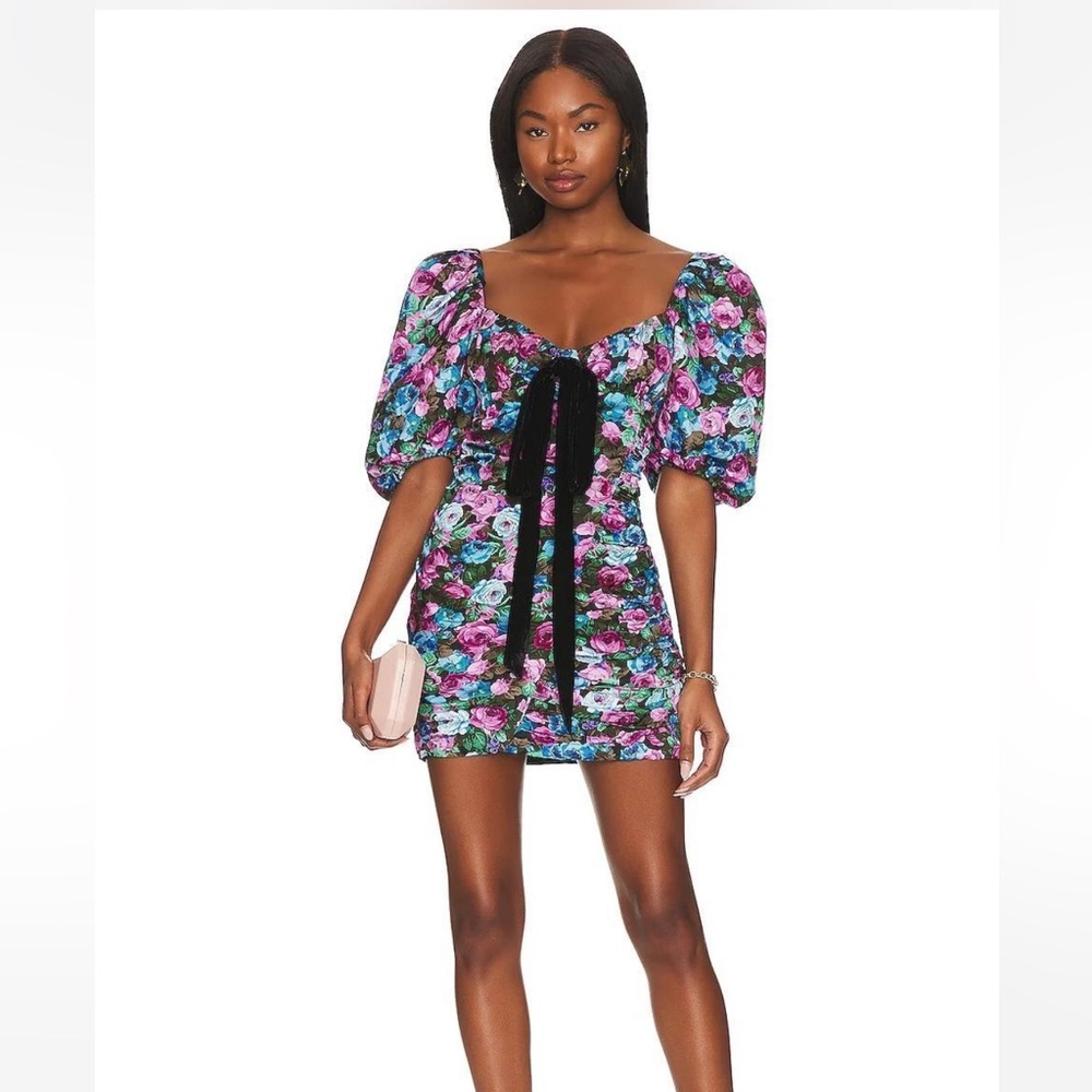 NWT For Love And Lemons $254 Marley Multicolor Floral Mini Dress Size S
